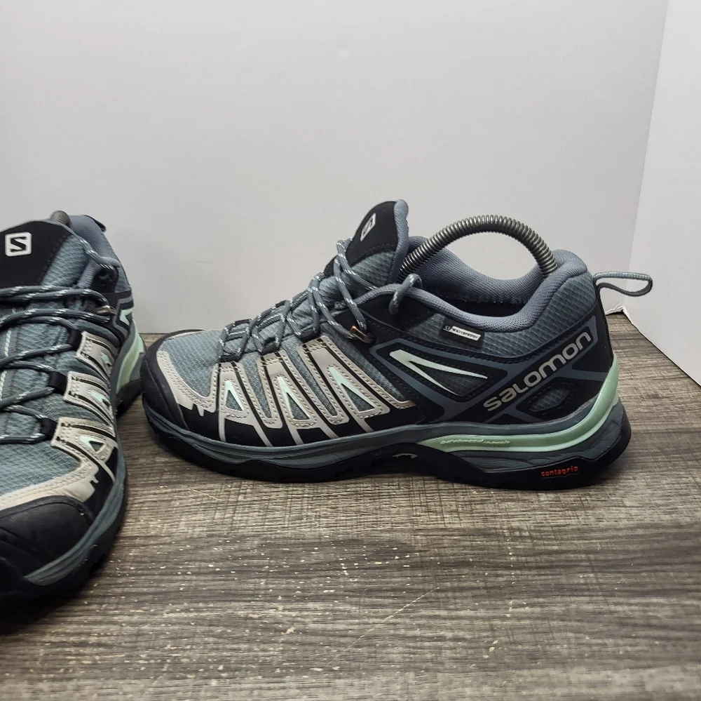 Salomon Women’s Grey Teal Athletic Trail Shoes - Picture 2 of 10